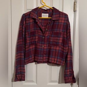 red orange blue and black aeropostale cropped flannel